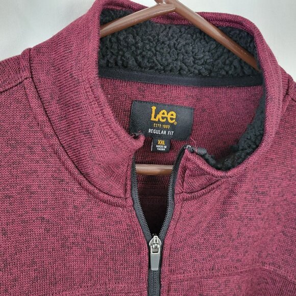 Lee XXL Regular Fit Men's Zip Up Jacket long sleeves 2XK Marled red/black pocket - Picture 3 of 10